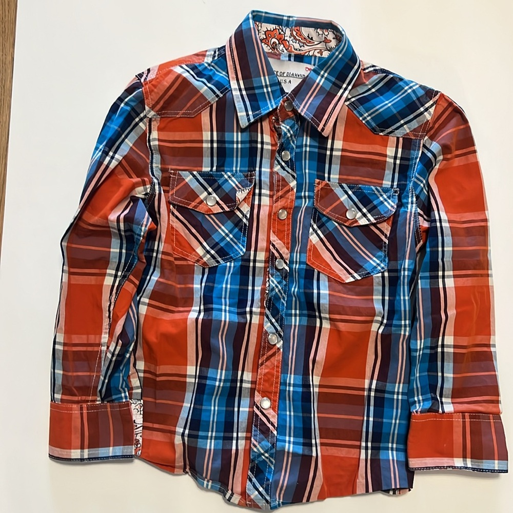 Ace of diamond USA, boys plaid pearl snap button down